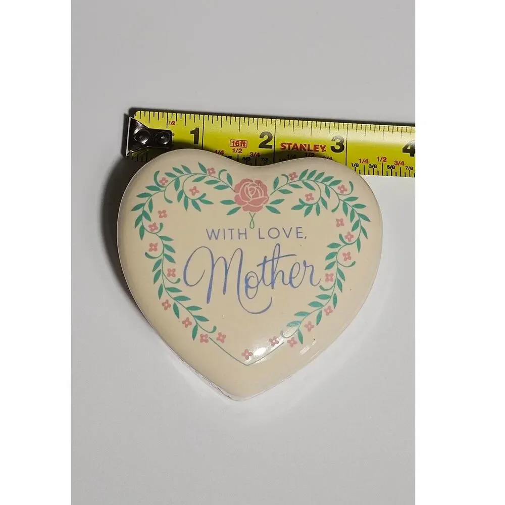 Vintage 1980s Ceramic Heart Trinket Box 